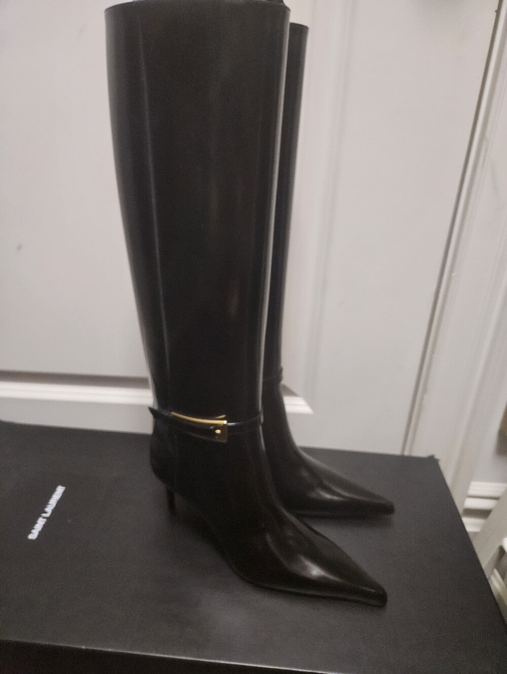 Saint Laurent Lee 70mm Patent Leather Buckle Boot Sz 40 - Picture 6 of 7